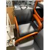 Image 2 : PAIR OF BLACK LEATHER STYLE CHERRY FRAMED OFFICE CLIENT CHAIRS
