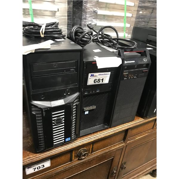 3 ASSORTED DESKTOP COMPUTER TOWERS WITH CONTENTS
