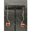Image 2 :  Pair of Large Sterling Silver Hand Crafted Orange Topaz Stone Earrings
