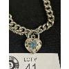 Image 2 :  Lovely Heavy 925 Sterling Silver Bracelet with Heart Lock /Blue Stone