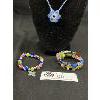 Image 2 : 2 Glass and Stone Bracelets and Glass Necklace