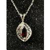 Image 2 : 925 Sterling Silver Necklace and Chain w/ Red Stone