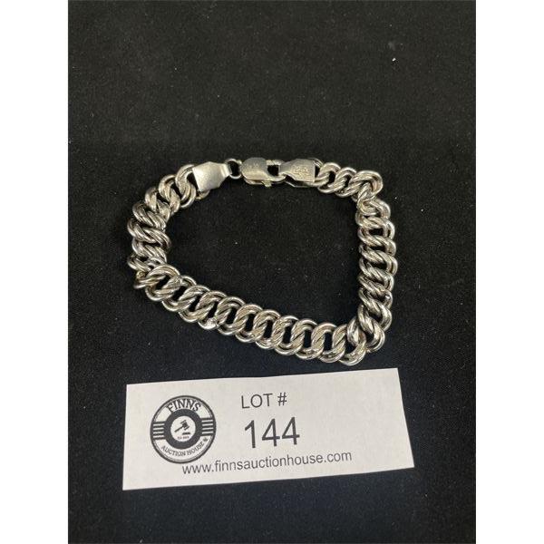 Very Heavy Large Sterling Silver Link Bracelet, Marked.  8 inches