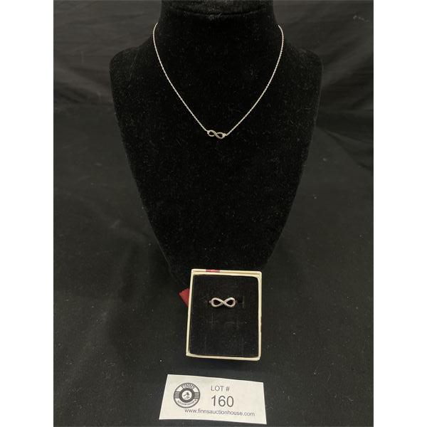 Vintage 925 Sterling Silver Ring with Matching Pendant Necklace