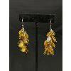 Image 2 : Vintage Pair of Dangling Amber Earrings, Chandelier Style