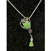 Image 2 :  925 Ssterling Silver with Green Jade Pendant Necklace