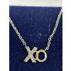 Image 2 : 925 Sterling Silver XO Necklace w/ Tiny Clear Stones 16-18 inches
