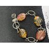 Image 2 : Sterling Silver with Agate Stone Link Bracelet 8 inches
