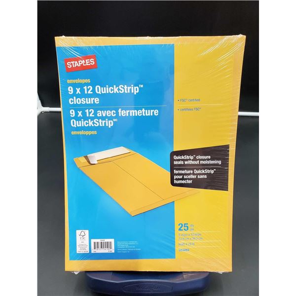 Staples 9 x 12 QuickStrip Closure Envelopes (25- 9in x 12in)