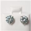 Image 1 : 14K White Gold Vivid Blue Green Moissanite(2ct) Earrings (~weight 0.98g), Made in Canada, Appraised 