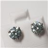 Image 2 : 14K White Gold Vivid Blue Green Moissanite(2ct) Earrings (~weight 0.98g), Made in Canada, Appraised 
