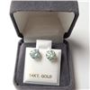 Image 4 : 14K White Gold Vivid Blue Green Moissanite(2ct) Earrings (~weight 0.98g), Made in Canada, Appraised 