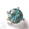 Image 2 : 10K White Gold Vivid Greenish Blue Moissanite(9ct) Diamond(0.03ct) Ring  (weight 6.61g), Made in Can