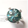 Image 3 : 10K White Gold Vivid Greenish Blue Moissanite(9ct) Diamond(0.03ct) Ring  (weight 6.61g), Made in Can