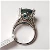 Image 4 : 10K White Gold Vivid Greenish Blue Moissanite(9ct) Diamond(0.03ct) Ring  (weight 6.61g), Made in Can