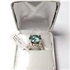 Image 6 : 10K White Gold Vivid Greenish Blue Moissanite(9ct) Diamond(0.03ct) Ring  (weight 6.61g), Made in Can