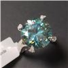 Image 7 : 10K White Gold Vivid Greenish Blue Moissanite(9ct) Diamond(0.03ct) Ring  (weight 6.61g), Made in Can