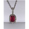 Image 1 : Ladies Emerald Cut 1.02 Carat for Ruby with Diamonds Pendant & Chain Set with Certificate Value $1,7