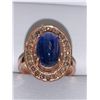 Image 1 : Ladies Rose 14k/.925 Silver Dress Ring with 4.67 Carat Round Cut Blue Sapphire Solitaire with certif