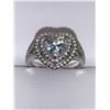 Image 1 : Heart Cut Brilliant Diamond Cluster Top Ladies .925 Silver size 7