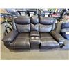 Image 1 : 2 Seater Reclining Sofa with Center Console & 2 Cup Holders - SOLD AS IS
