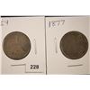 Image 1 : 1854 & 1877 SEATED LIBERTY QUARTERS