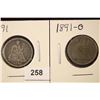 Image 1 : 1891 (FINE) & 1891-O (EF) SEATED LIBERTY DIMES