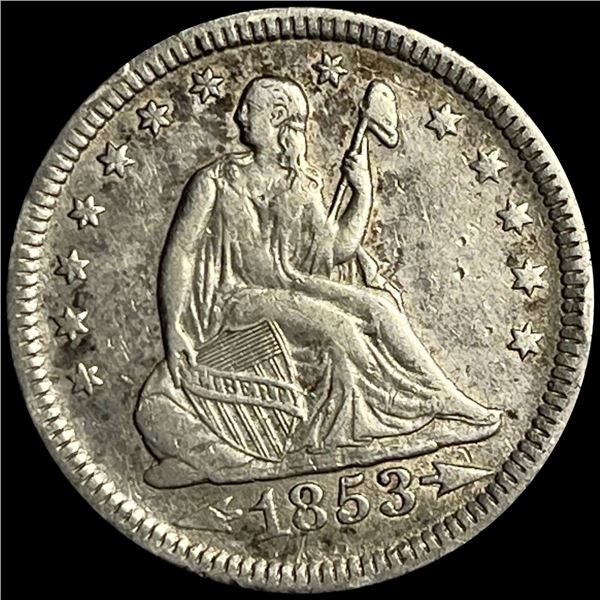 1853 Arws & Rays Seated Liberty Quarter CLOSE UNC