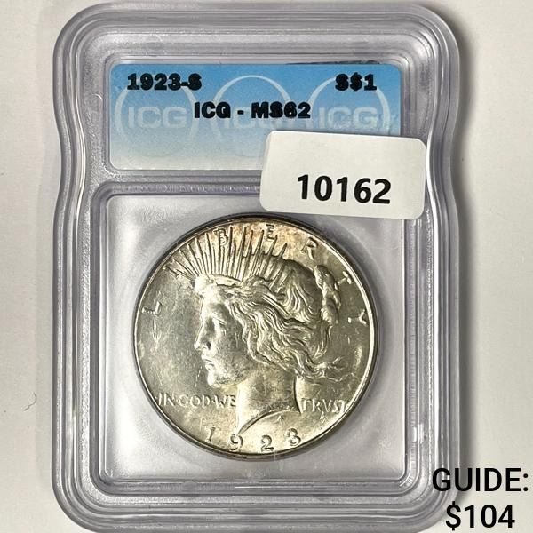 1923-S Silver Peace Dollar ICG-MS62