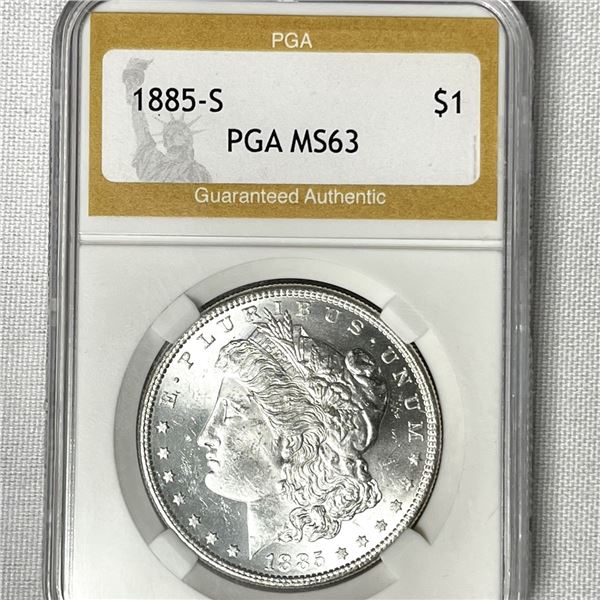 1885-S Morgan Silver Dollar PGA-MS63