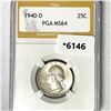 Image 1 : 1940-D Washington Silver Quarter PGA-MS64