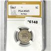 Image 1 : 1867 Shield Nickel PGA-MS65 No Rays