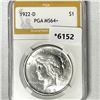 Image 1 : 1922-D Silver Peace Dollar PGA-MS64+