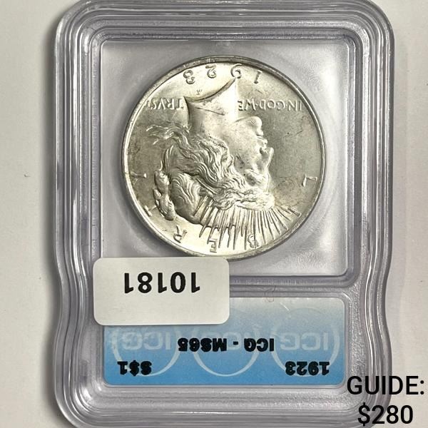 1923 Silver Peace Dollar ICG-MS65