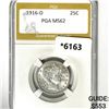Image 1 : 1916-D Barber Quarter PGA-MS62
