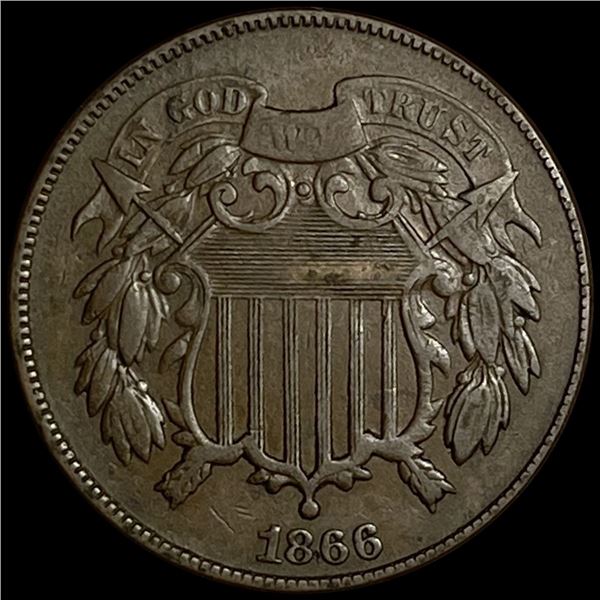 1866 Two Cent Piece NEARLY UNCIRCULATED