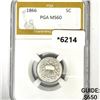 Image 1 : 1866 Shield Nickel PGA-MS60