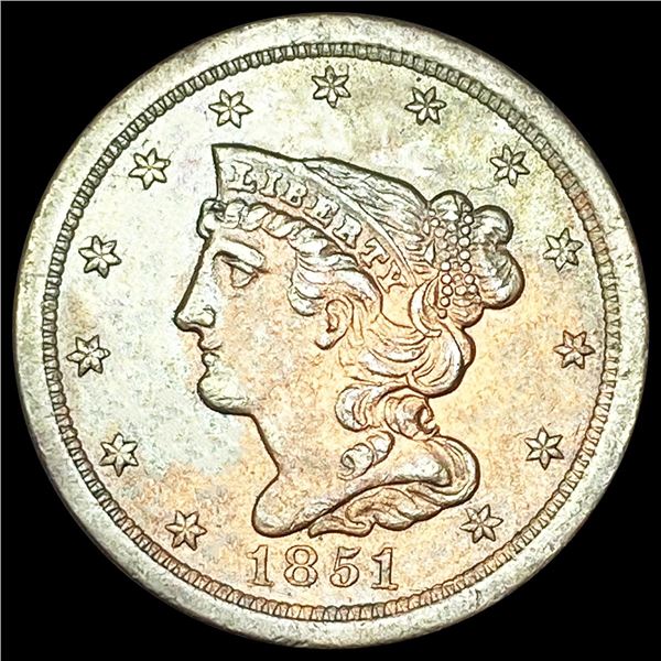 1851 Braided Hair Half Cent UNCIRCULATED