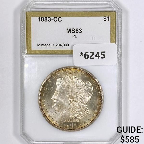 1883-CC Morgan Silver Dollar PCI-MS63 PL