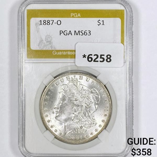 1887-O Morgan Silver Dollar PGA-MS63