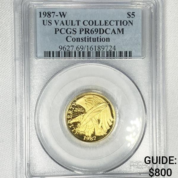 1987-W $5 Gold Half Eagle PCGS-PR69 DCAM