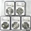 Image 1 : 1923 Set (5) Silver Peace Dollar NGC-MS61+