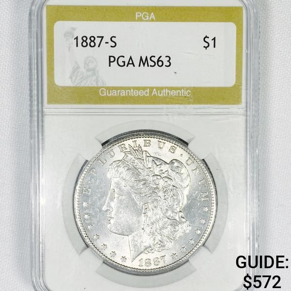1887-S Morgan Silver Dollar PGA-MS63