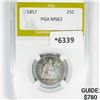 Image 1 : 1857 Seated Liberty Quarter PGA-MS62