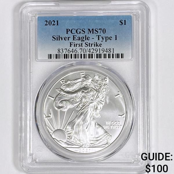 2021 Silver Eagle PCGS-MS70 T1