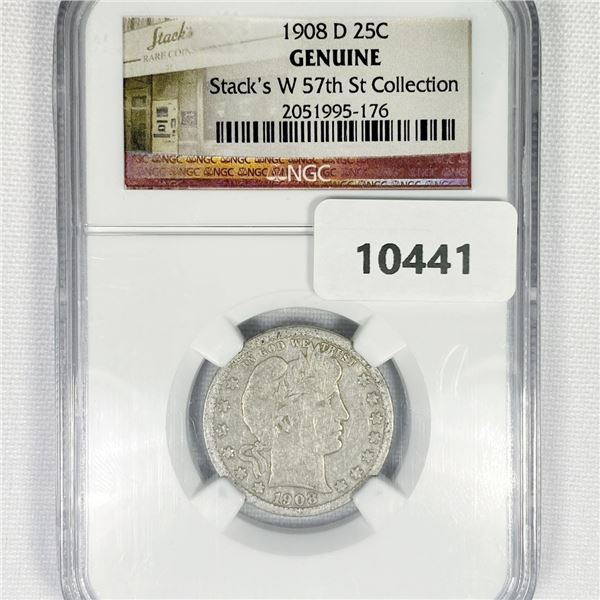 1908-D Barber Quarter NGC- Genuine W 57th St