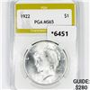 Image 1 : 1922 Silver Peace Dollar PGA-MS65