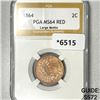 Image 1 : 1864 Two Cent Piece PGA-MS64 RED, Lg Motto