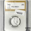 Image 1 : 1902 Barber Quarter PGA-MS63+