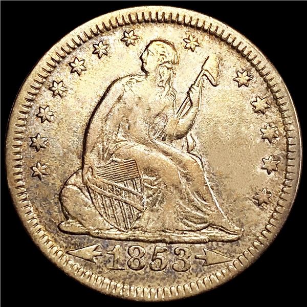 1853 Arws & Rays Seated Liberty Quarter NEARLY